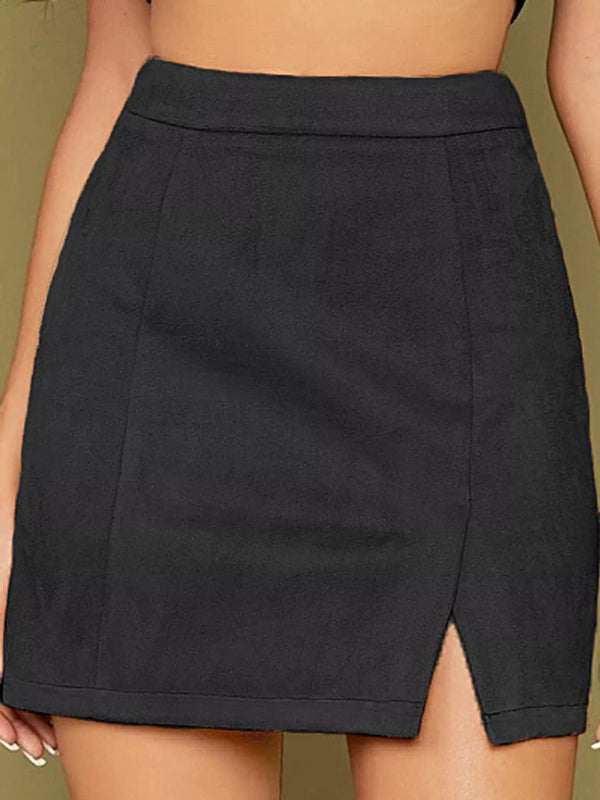 High-Waisted Slit Mini Skirt