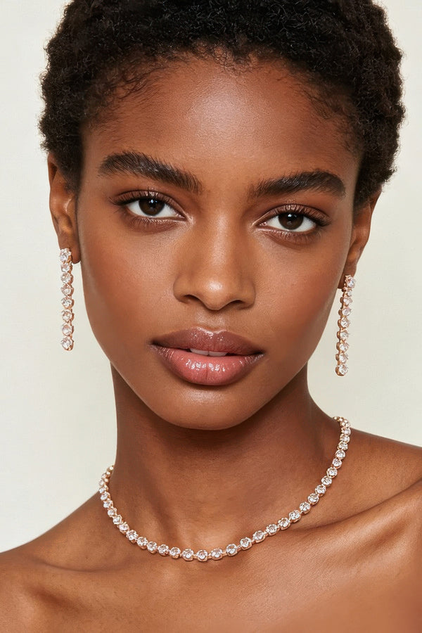 Cubic Zirconia Choker & Earring Set