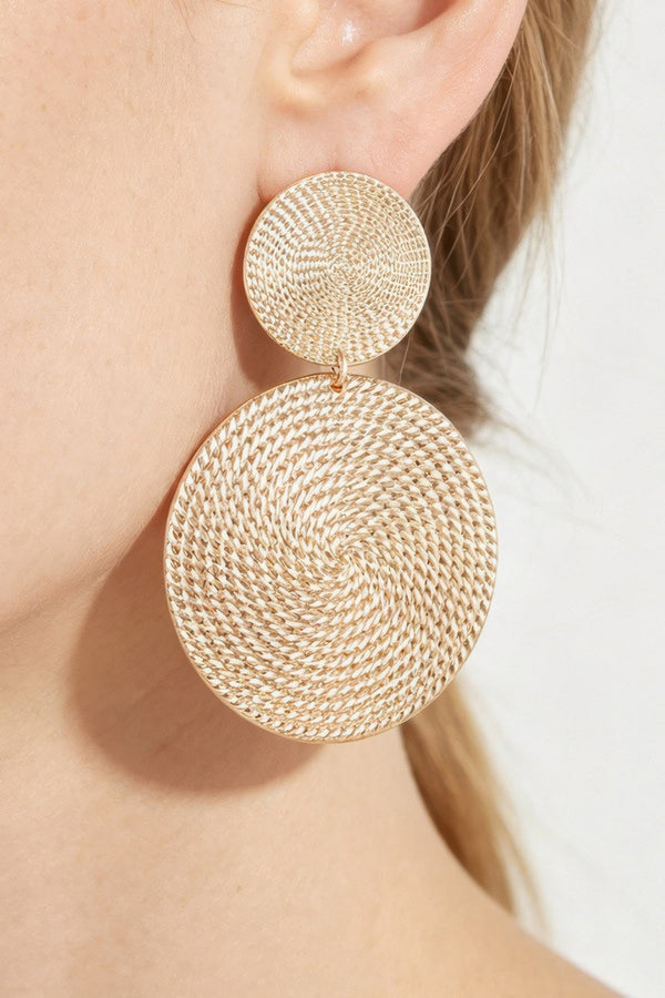 Engraved Disc Drop Earrings