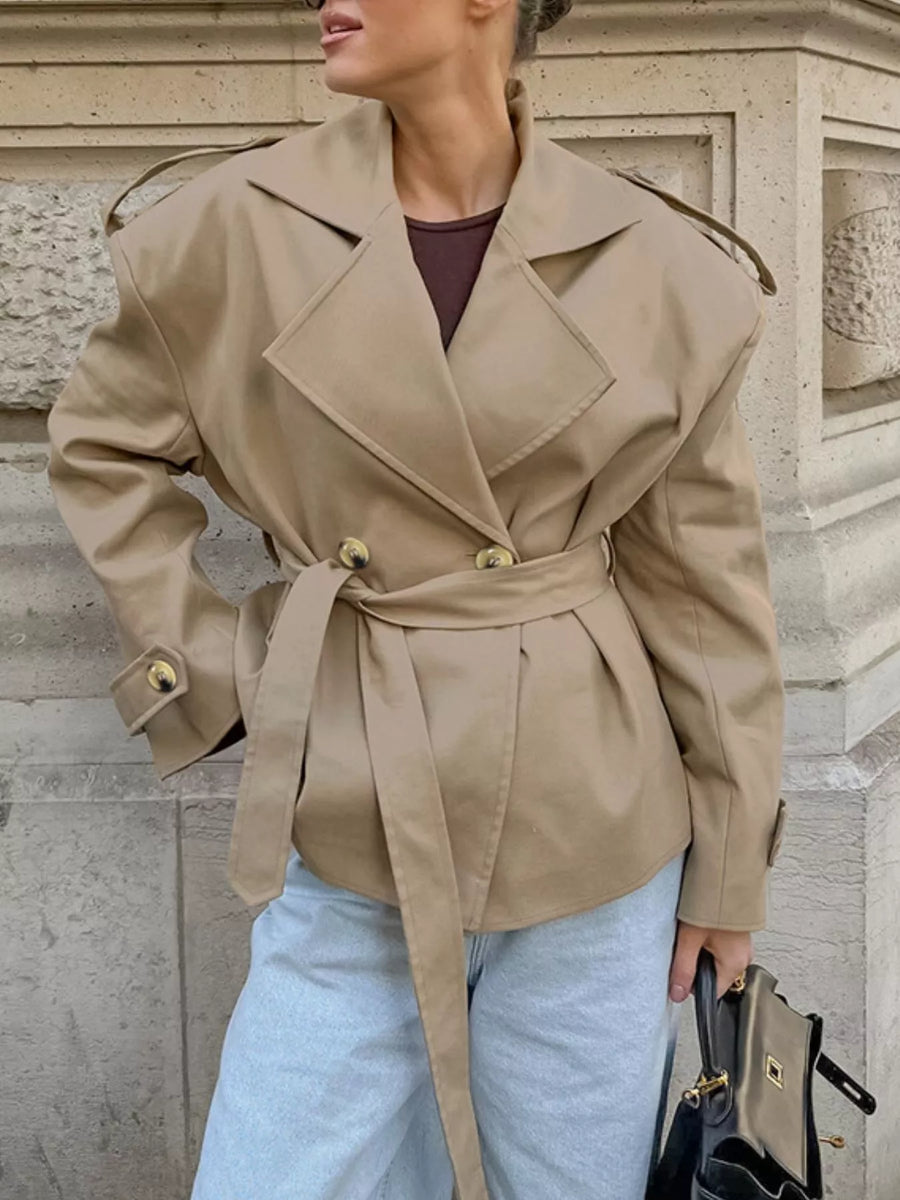 Double-Breasted Belted Trench Coat