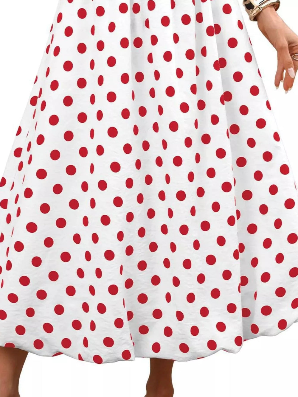 High-Waisted Polka Dot A-Line Midi Skirt