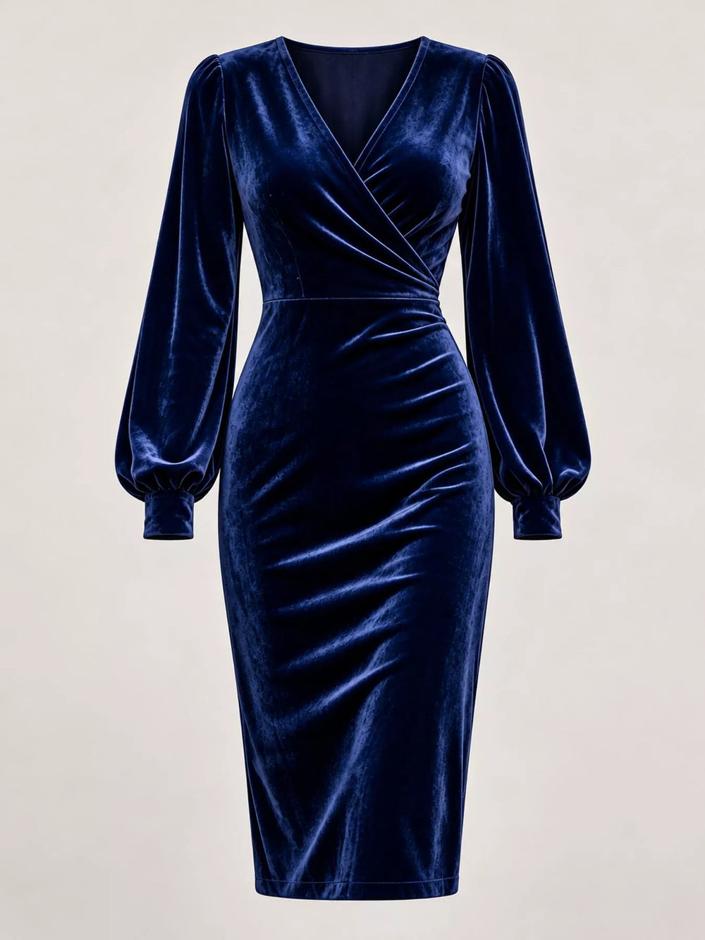 Full Size Velvet Long-Sleeve Wrap Dress Plus Size