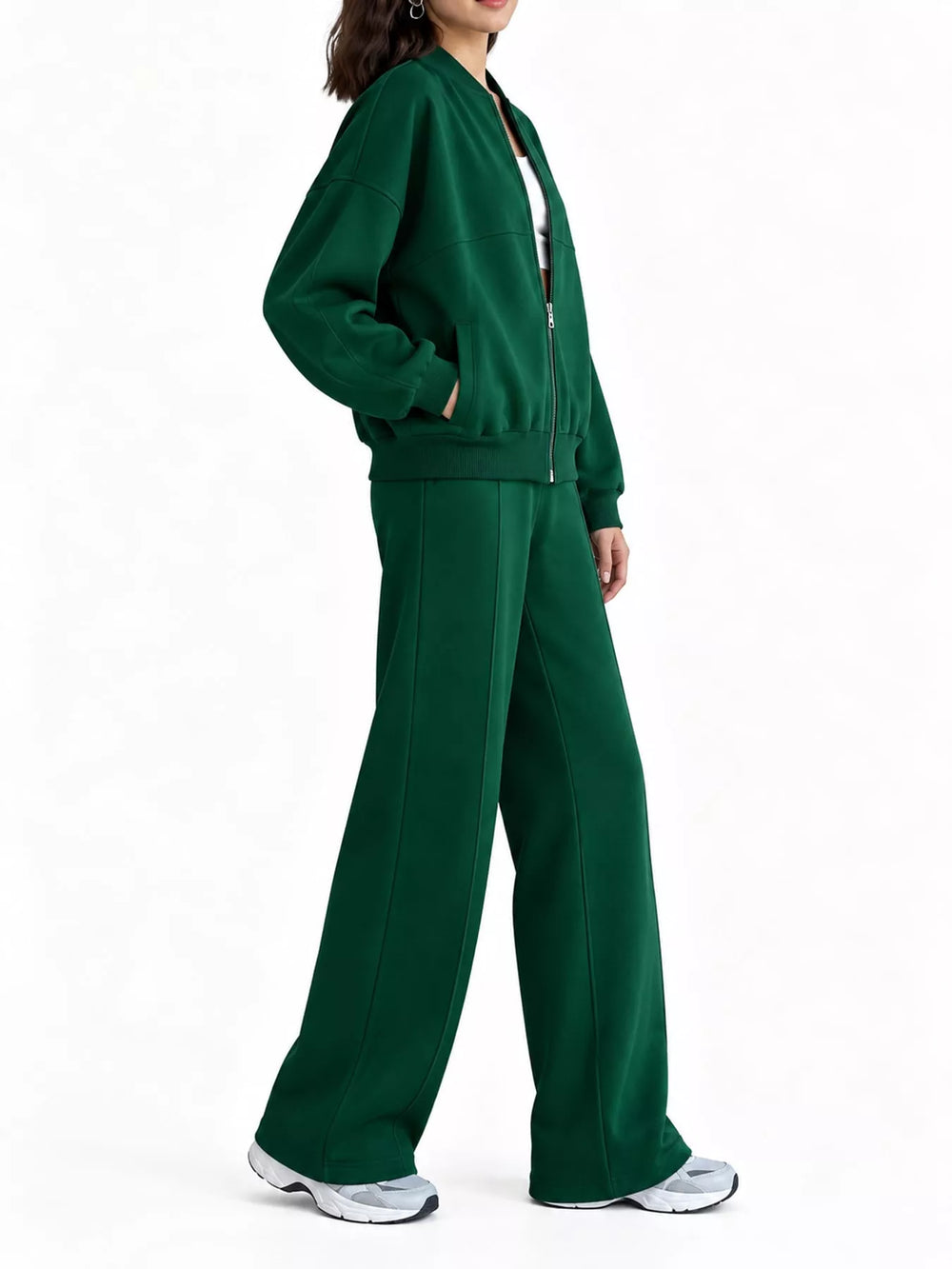 Zip-Up Jacket and Wide-Leg Sweatpants Set