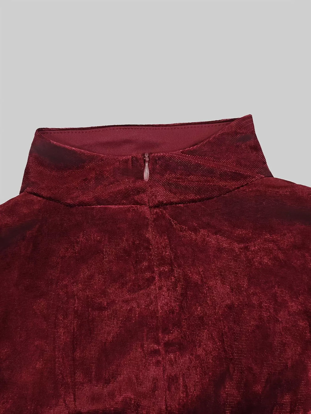 Velvet Mock Neck Ruched Maxi Dress