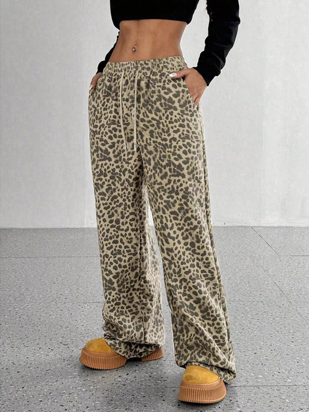 Leopard Print Wide Leg Pants