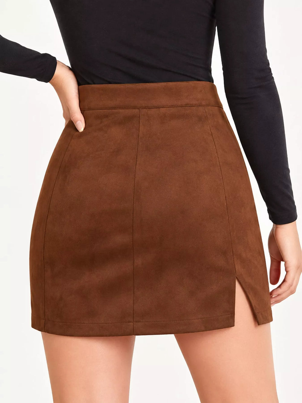High-Waisted Slit Mini Skirt