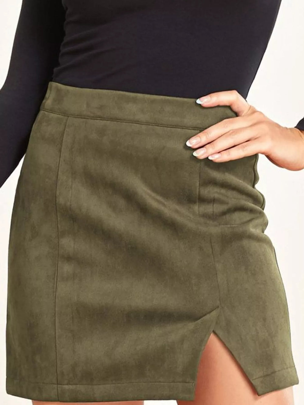 High-Waisted Slit Mini Skirt