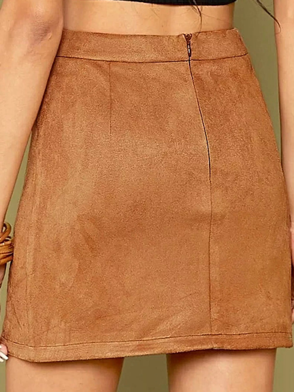 High-Waisted Slit Mini Skirt