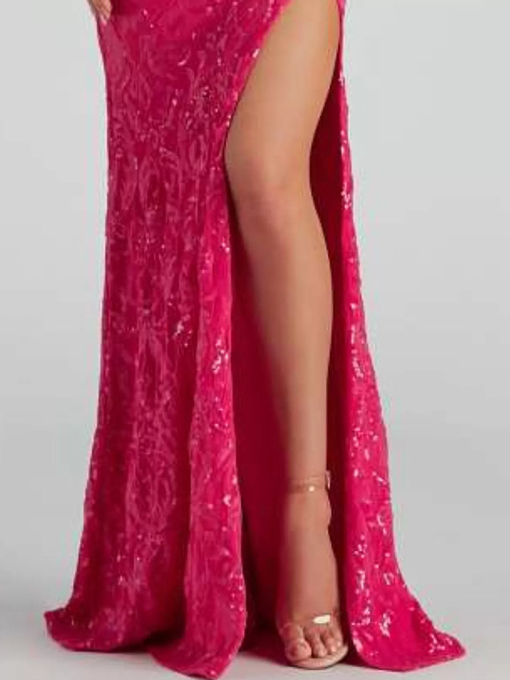 Sequin Embellished Bodycon Backless Evening Dress with Back Lace-Up