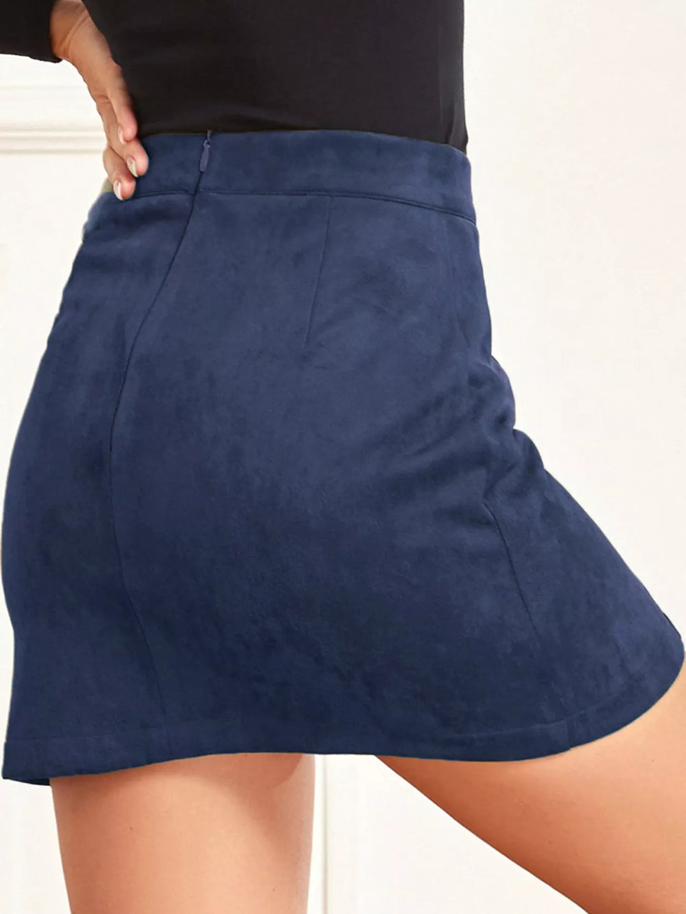 High-Waisted Slit Mini Skirt