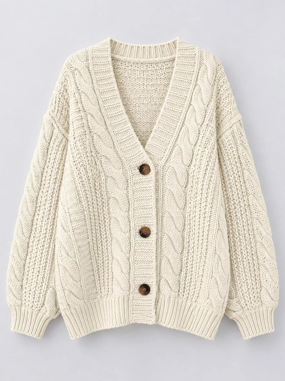 Cable Knit Button-Down Cardigan