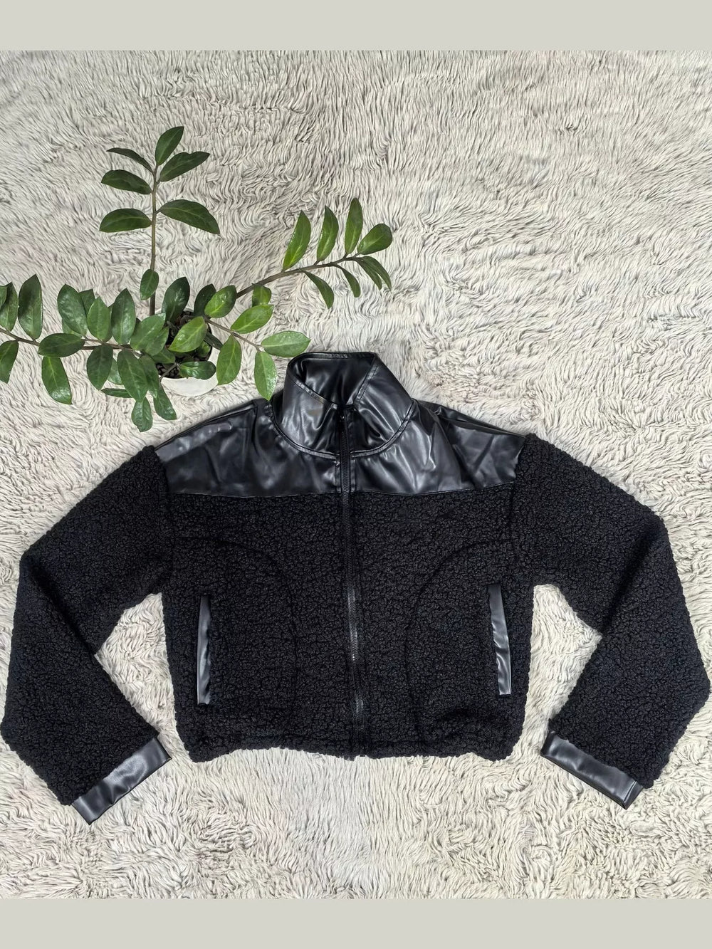 Sherpa Contrast Zip-Up Jacket