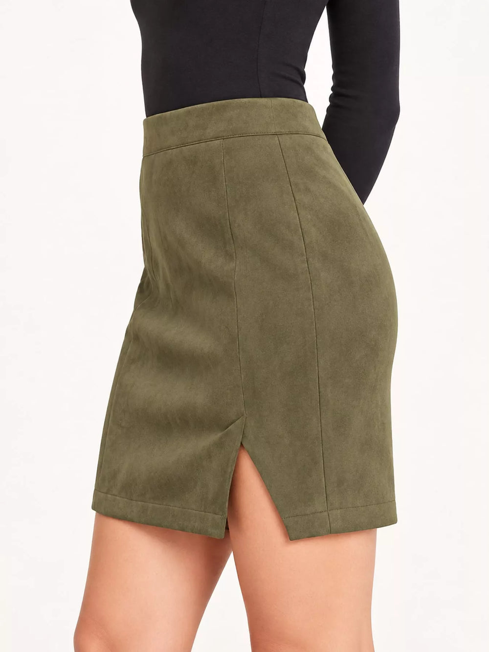 High-Waisted Slit Mini Skirt