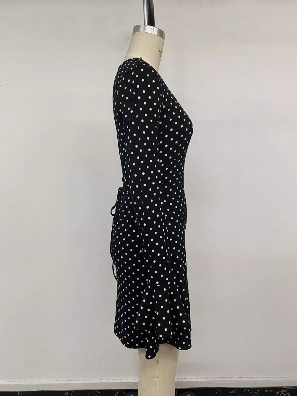 Polka Dot Ruffle Hem Mini Dress