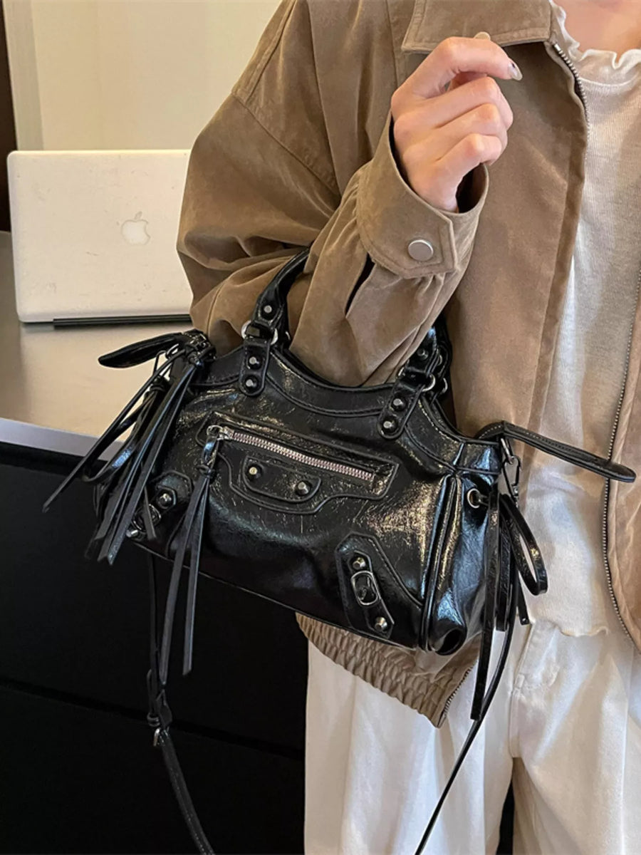 Tassel Faux Leather Handbag