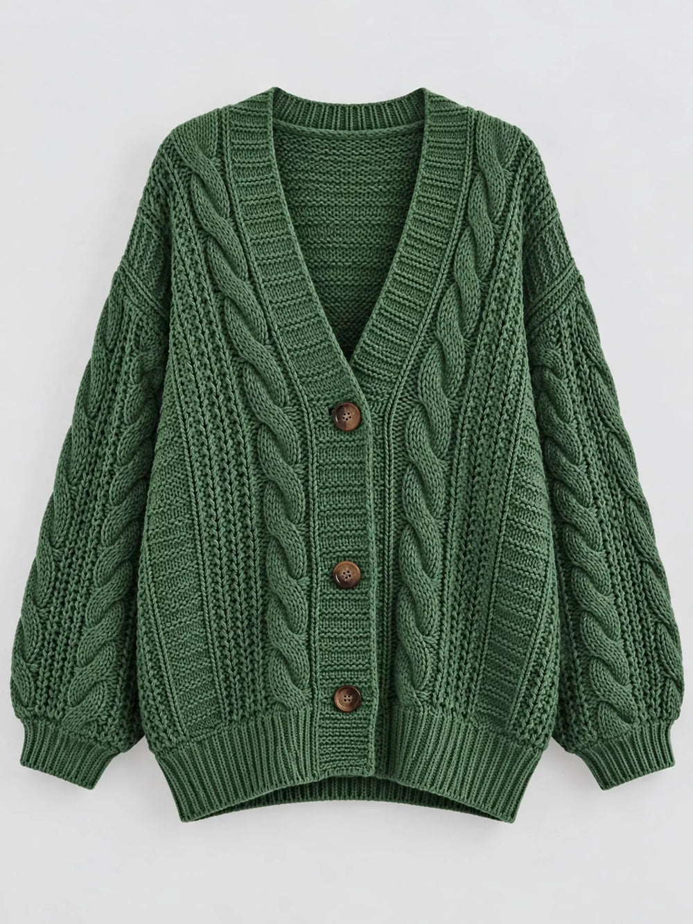 Cable Knit Button-Down Cardigan