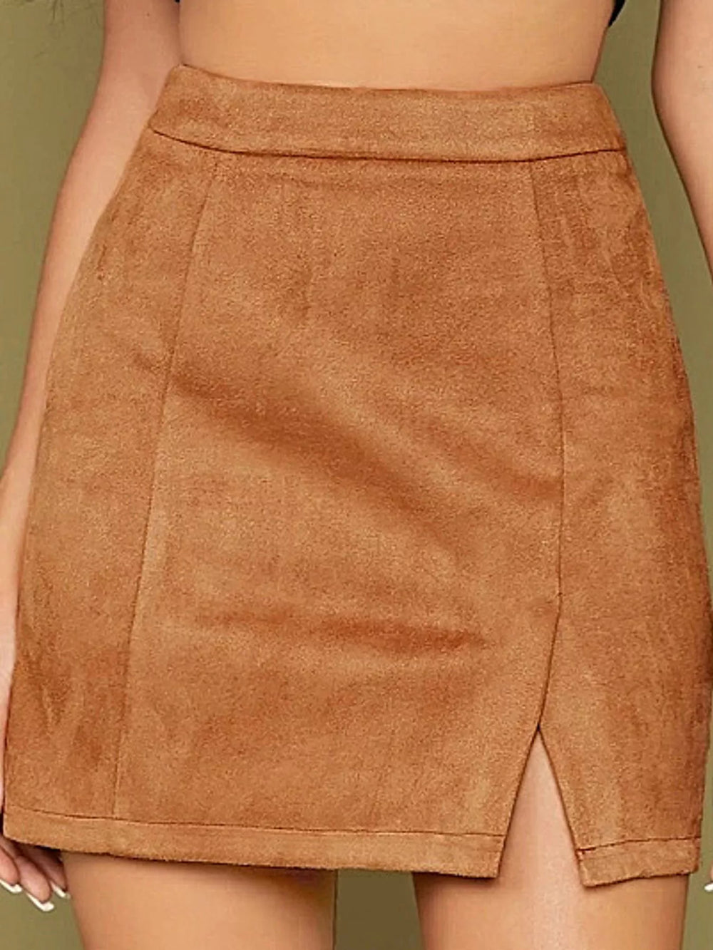 High-Waisted Slit Mini Skirt