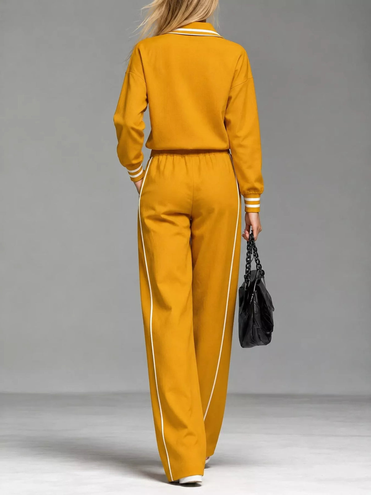 Striped Half-Zip Top and Pants Set