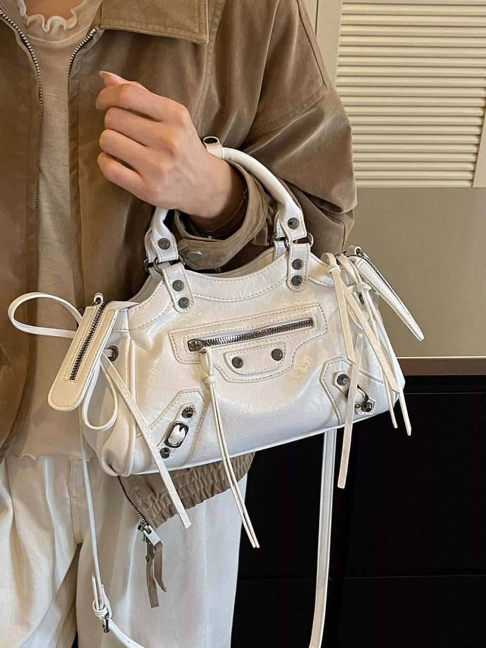 Tassel Faux Leather Handbag