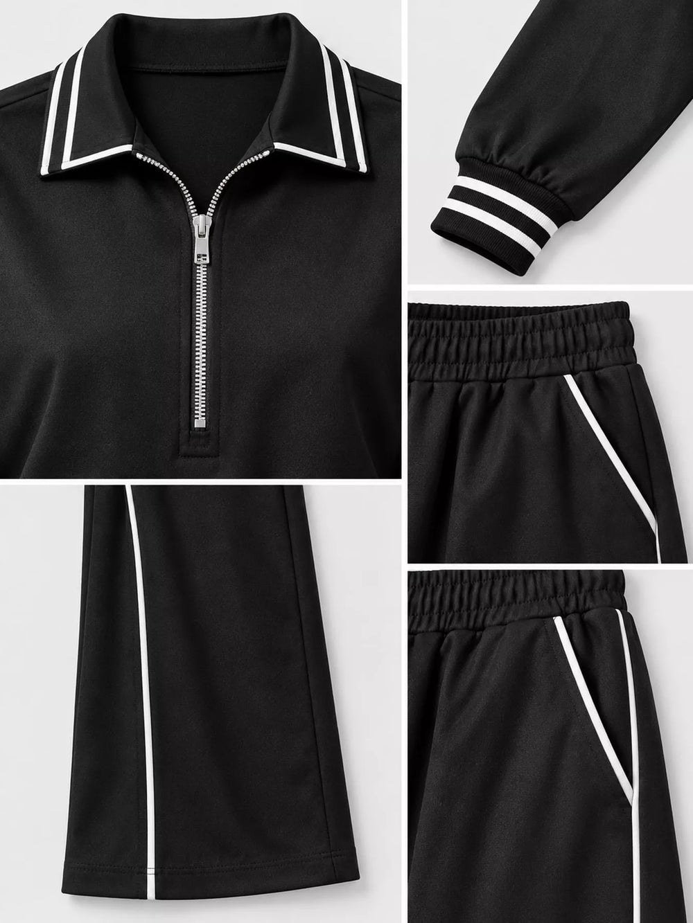 Striped Half-Zip Top and Pants Set