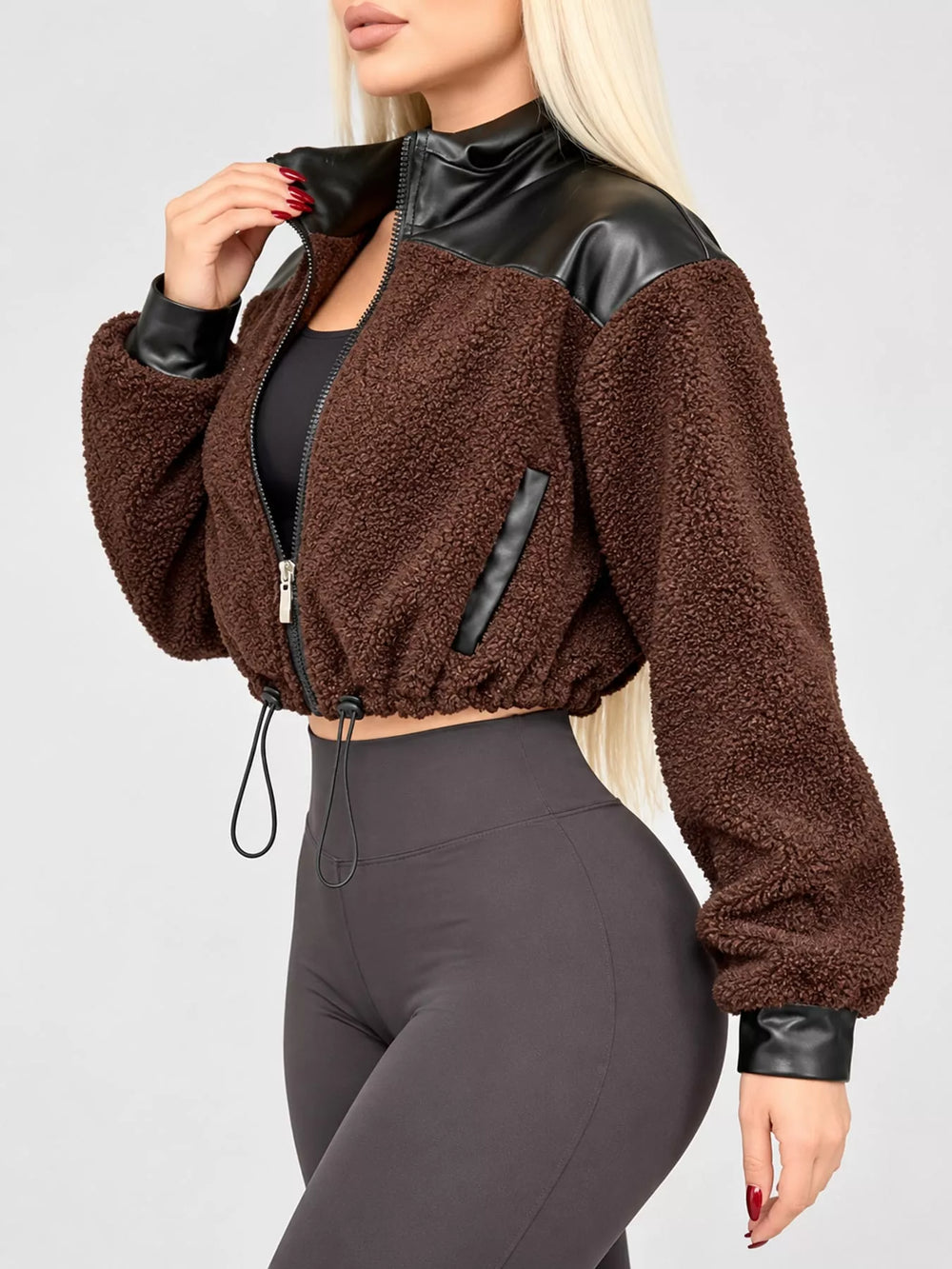 Sherpa Contrast Zip-Up Jacket
