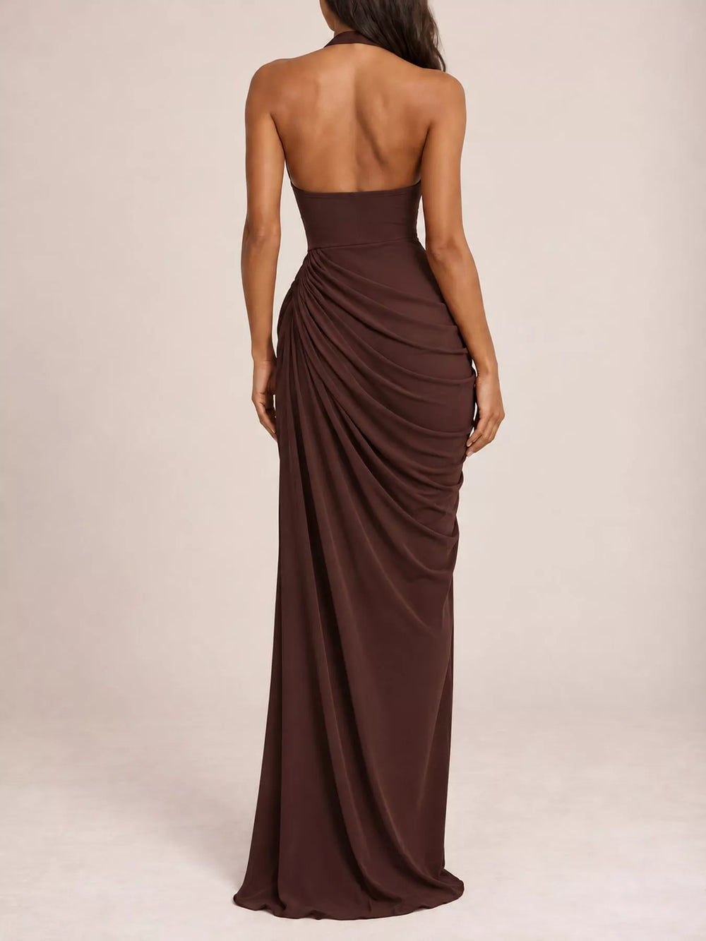 Halter Neck High-Slit Maxi Evening Dress