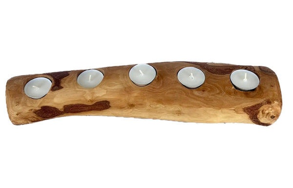Olive Wood Candle Holder, grain detail