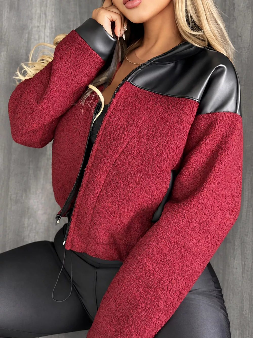 Sherpa Contrast Zip-Up Jacket