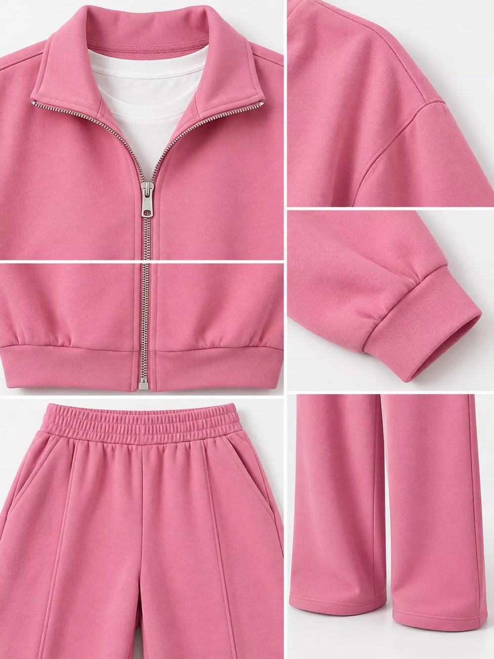 Zip-Up Jacket and Wide-Leg Sweatpants Set