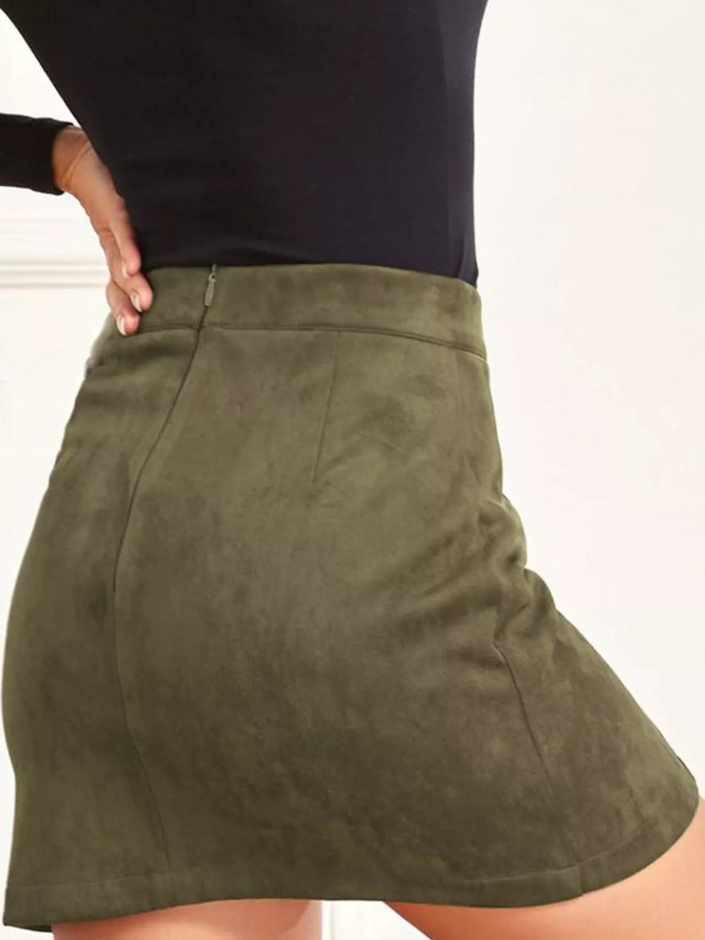 High-Waisted Slit Mini Skirt
