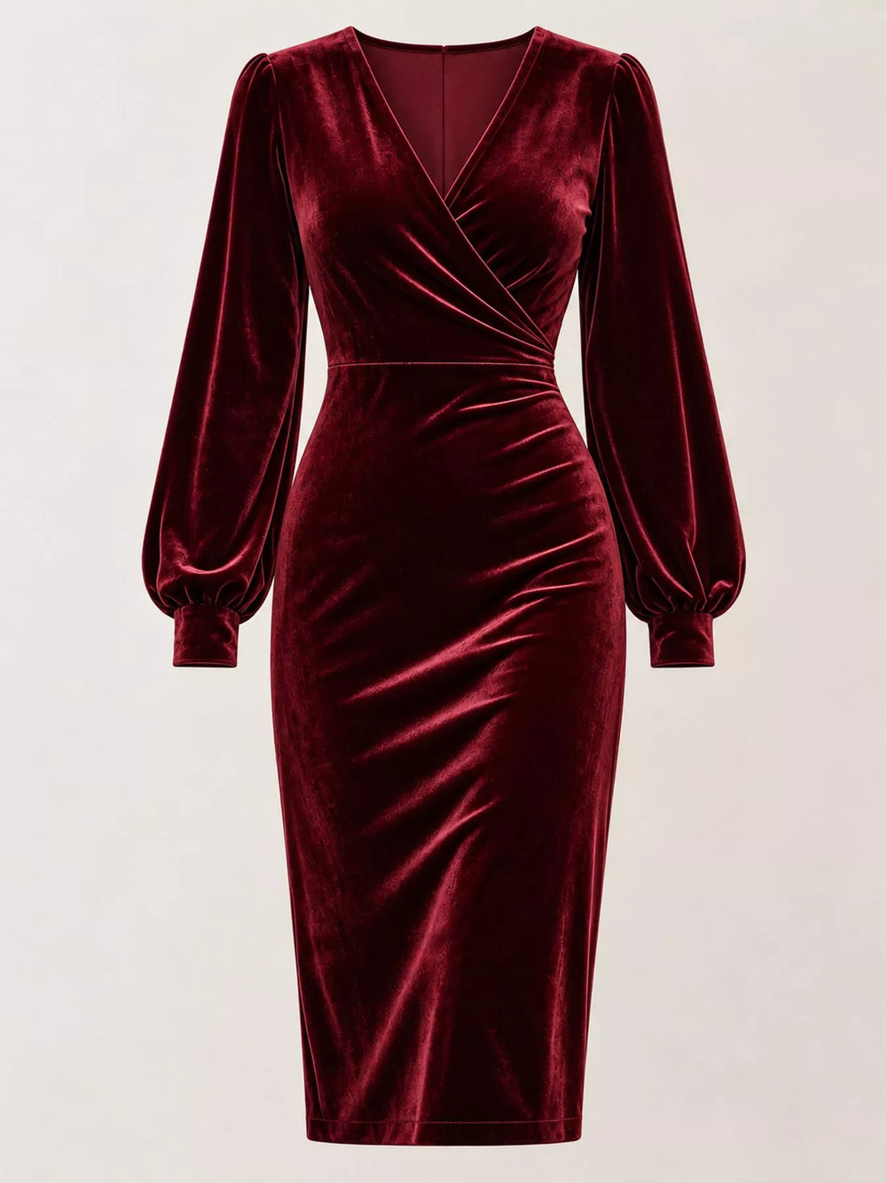 Full Size Velvet Long-Sleeve Wrap Dress Plus Size