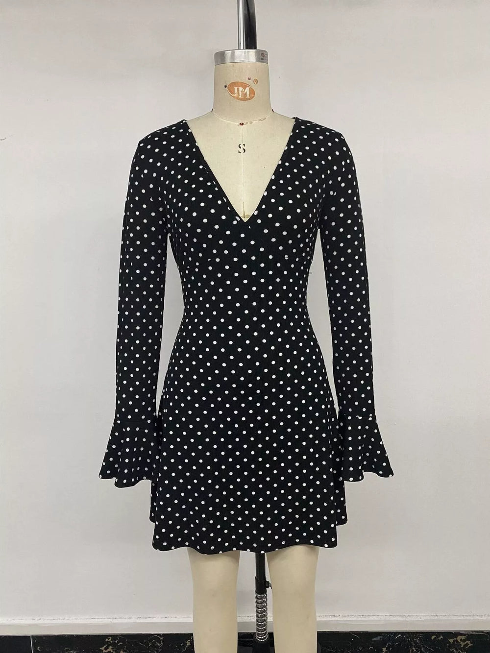 Polka Dot Ruffle Hem Mini Dress