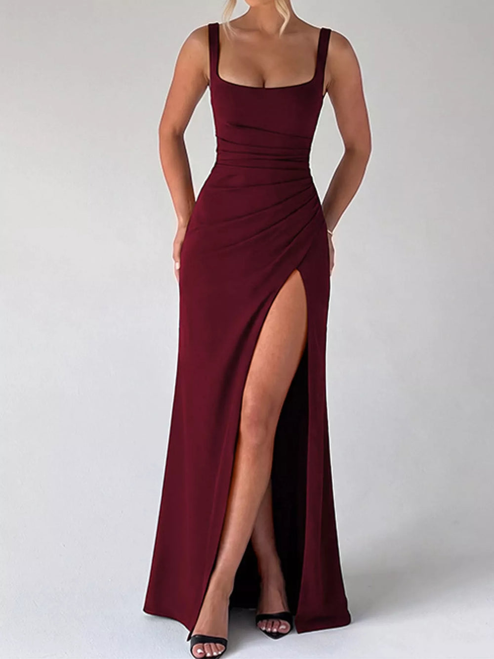 Sleeveless High-Slit Evening Maxi Dress