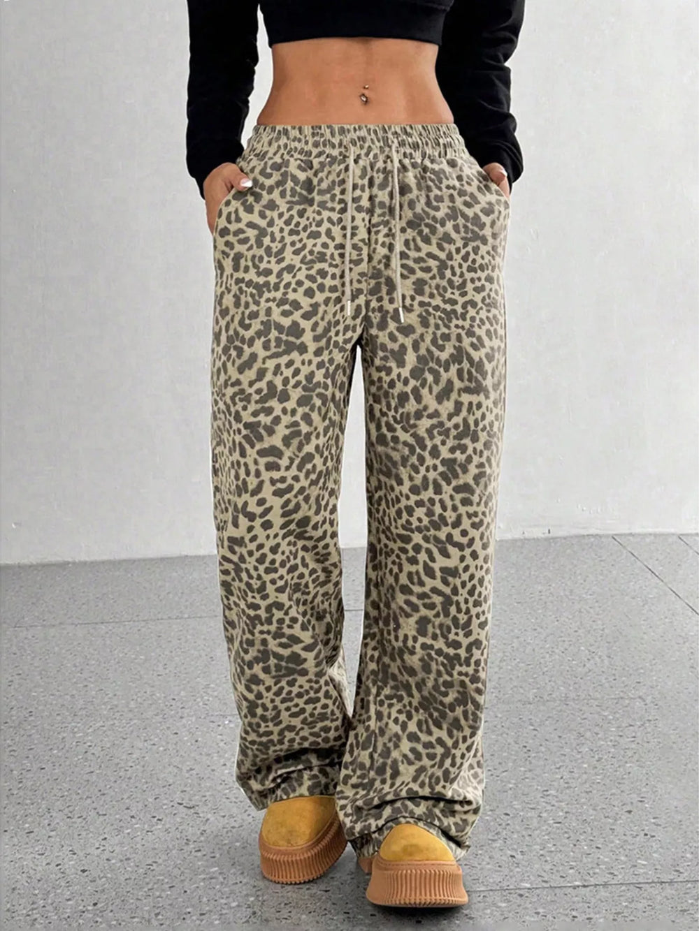 Leopard Print Wide Leg Pants