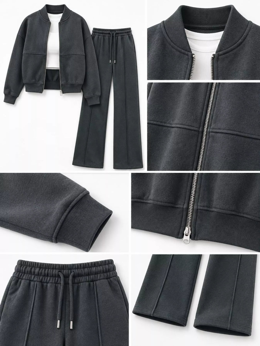 Zip-Up Jacket and Wide-Leg Sweatpants Set