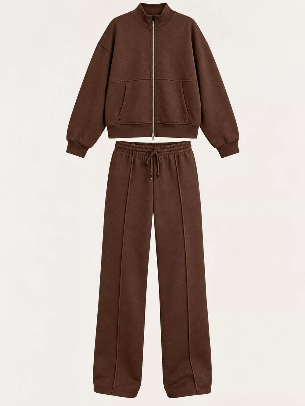 Zip-Up Jacket and Wide-Leg Sweatpants Set