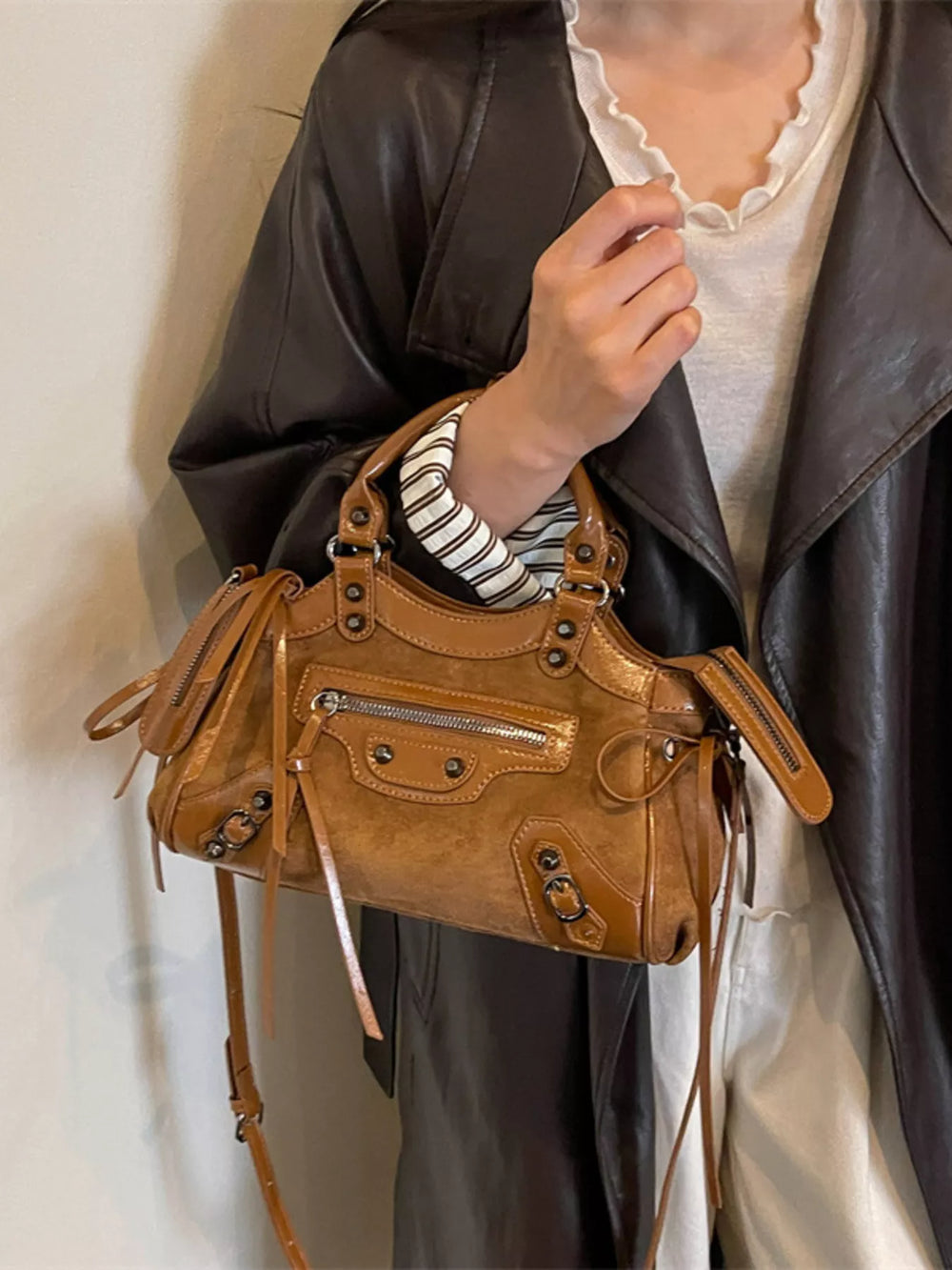 Tassel Faux Leather Handbag