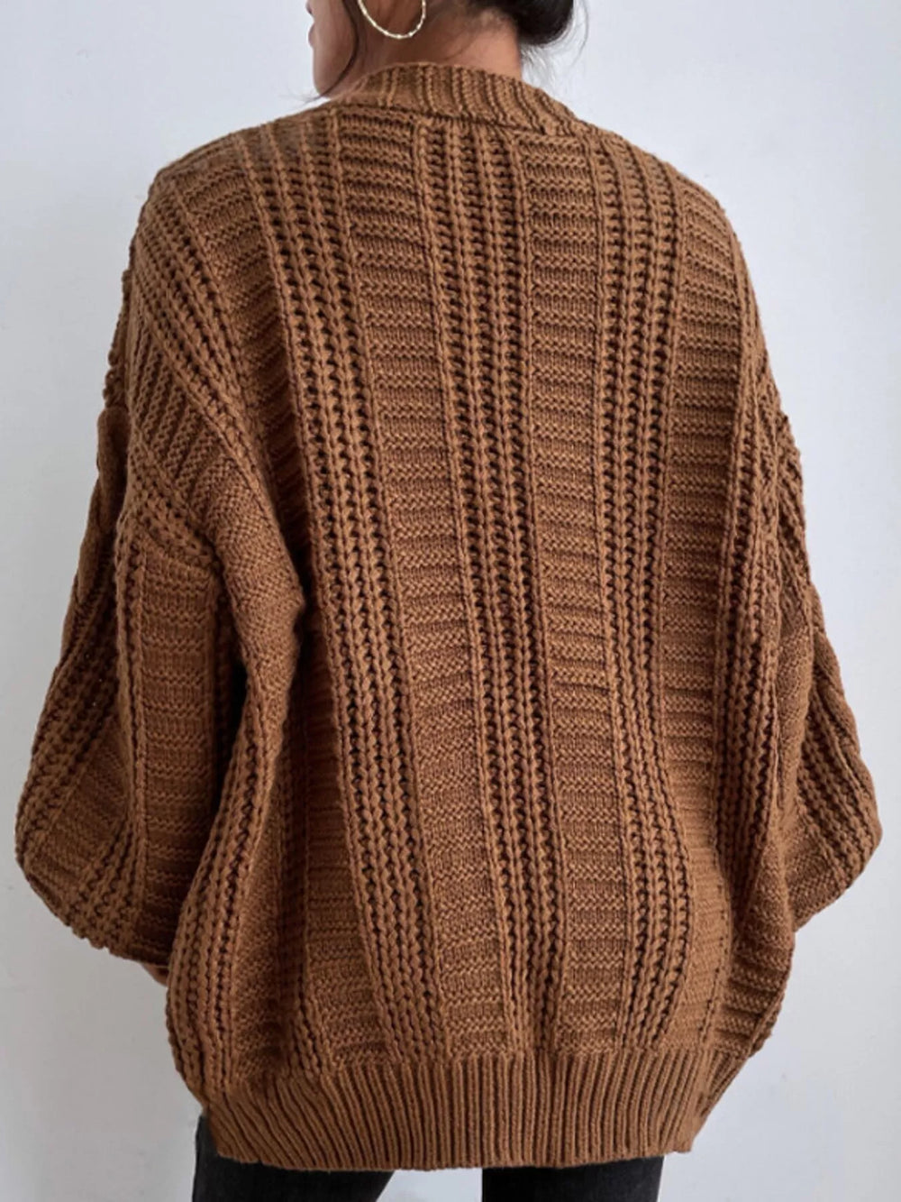 Cable Knit Button-Down Cardigan
