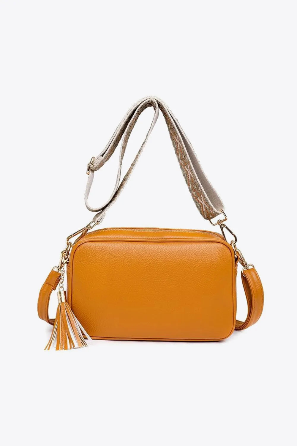 Tassel Faux Leather Crossbody Bag