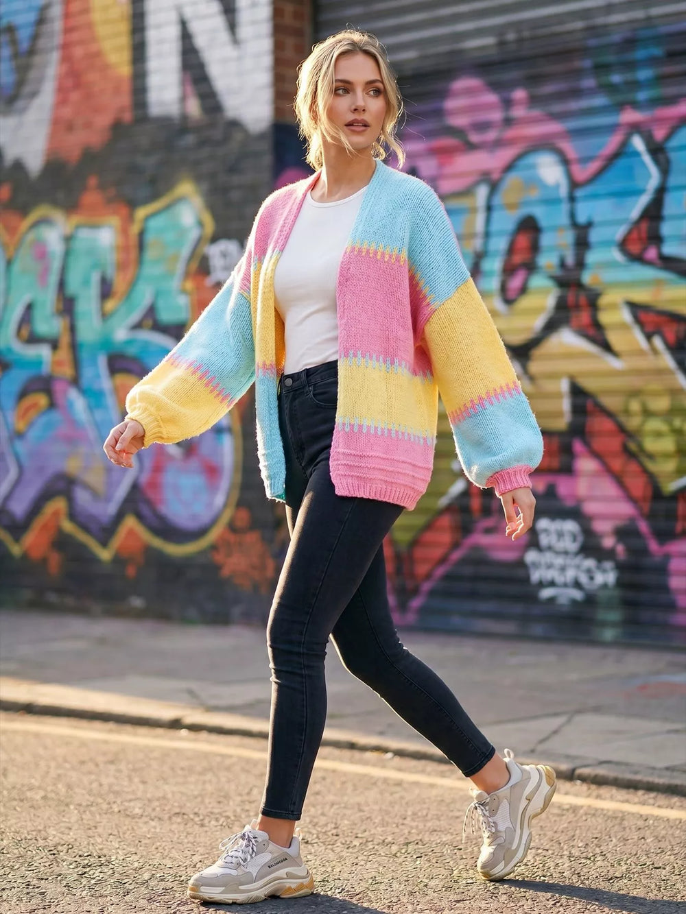 Color-Block V-Neck Cardigan