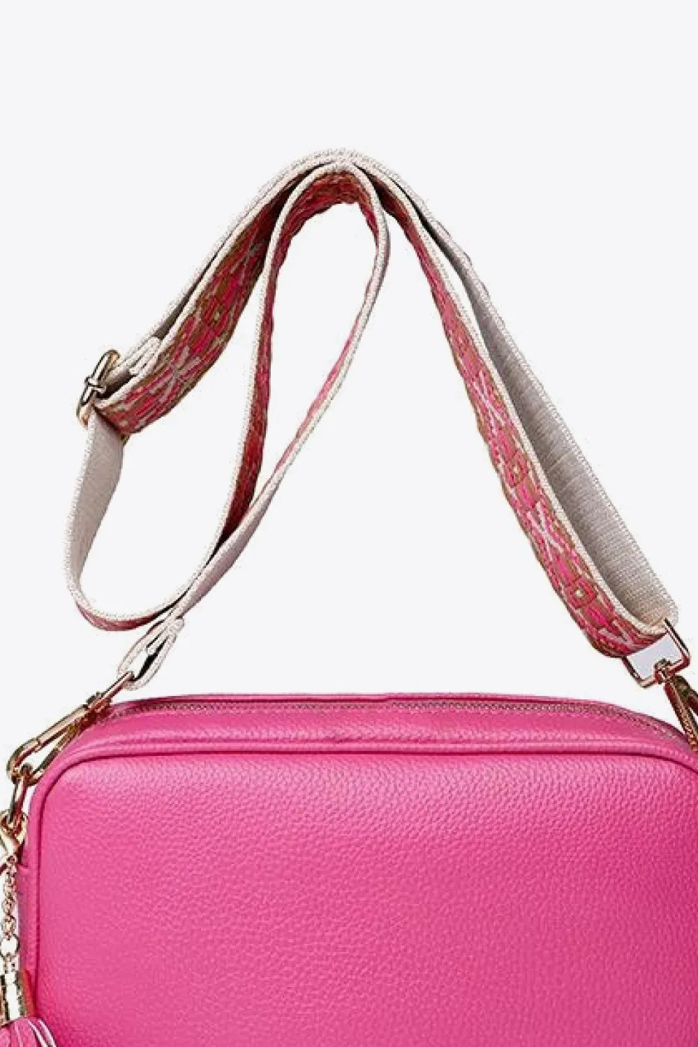 Tassel Faux Leather Crossbody Bag