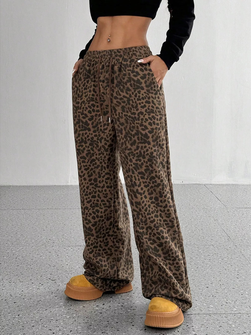 Leopard Print Wide Leg Pants