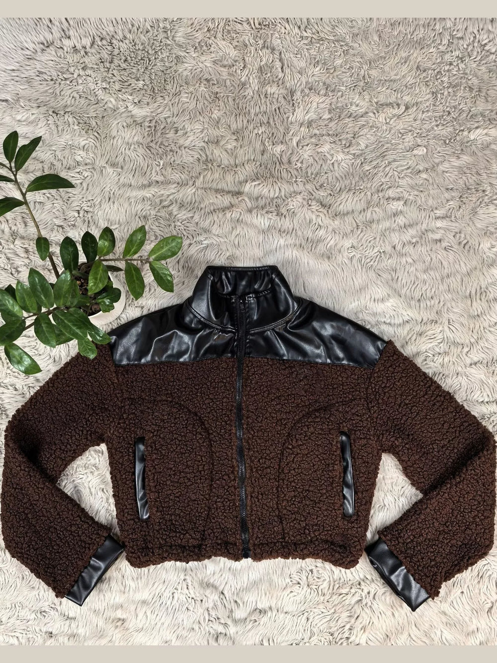 Sherpa Contrast Zip-Up Jacket