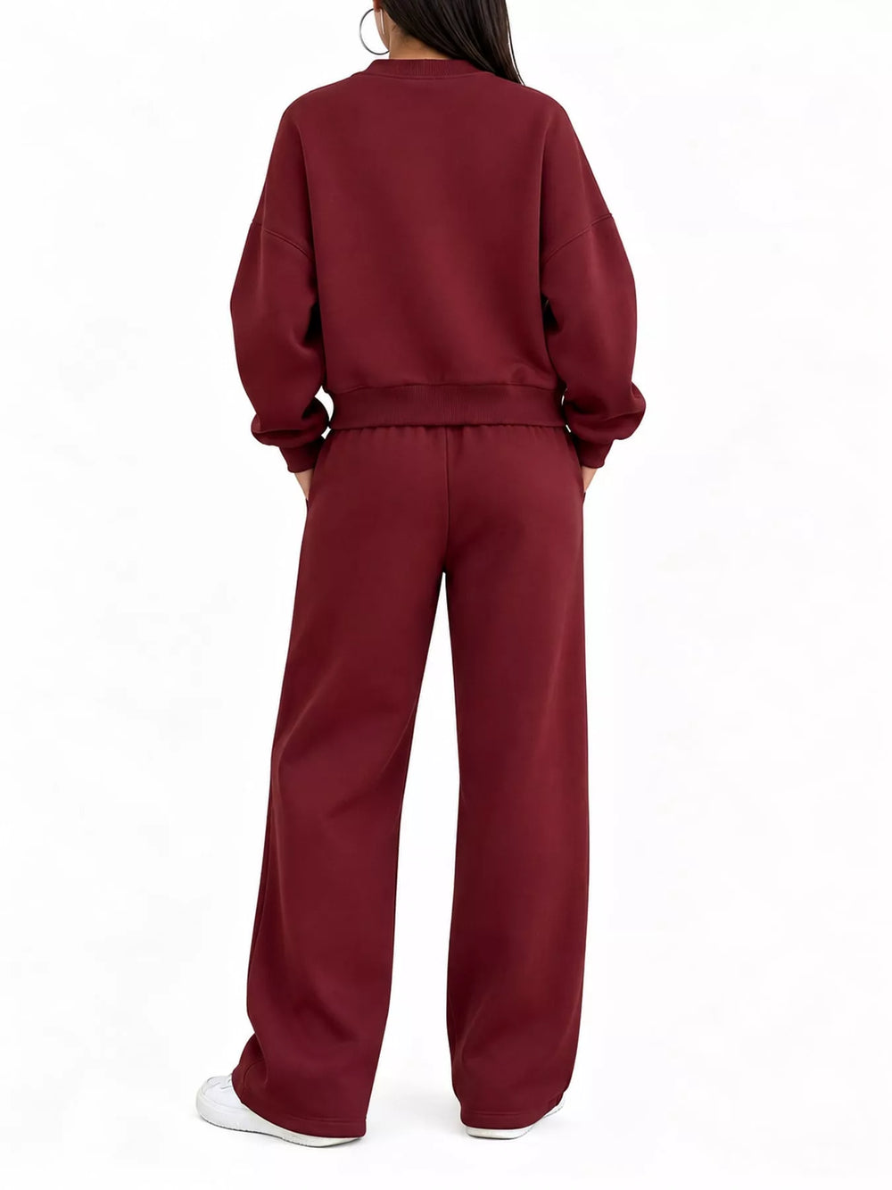 Zip-Up Jacket and Wide-Leg Sweatpants Set