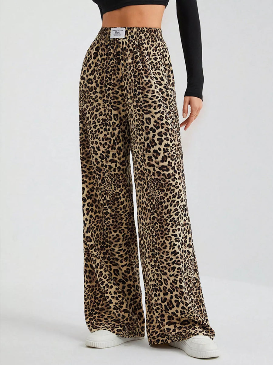 Leopard Print Wide Leg Pants