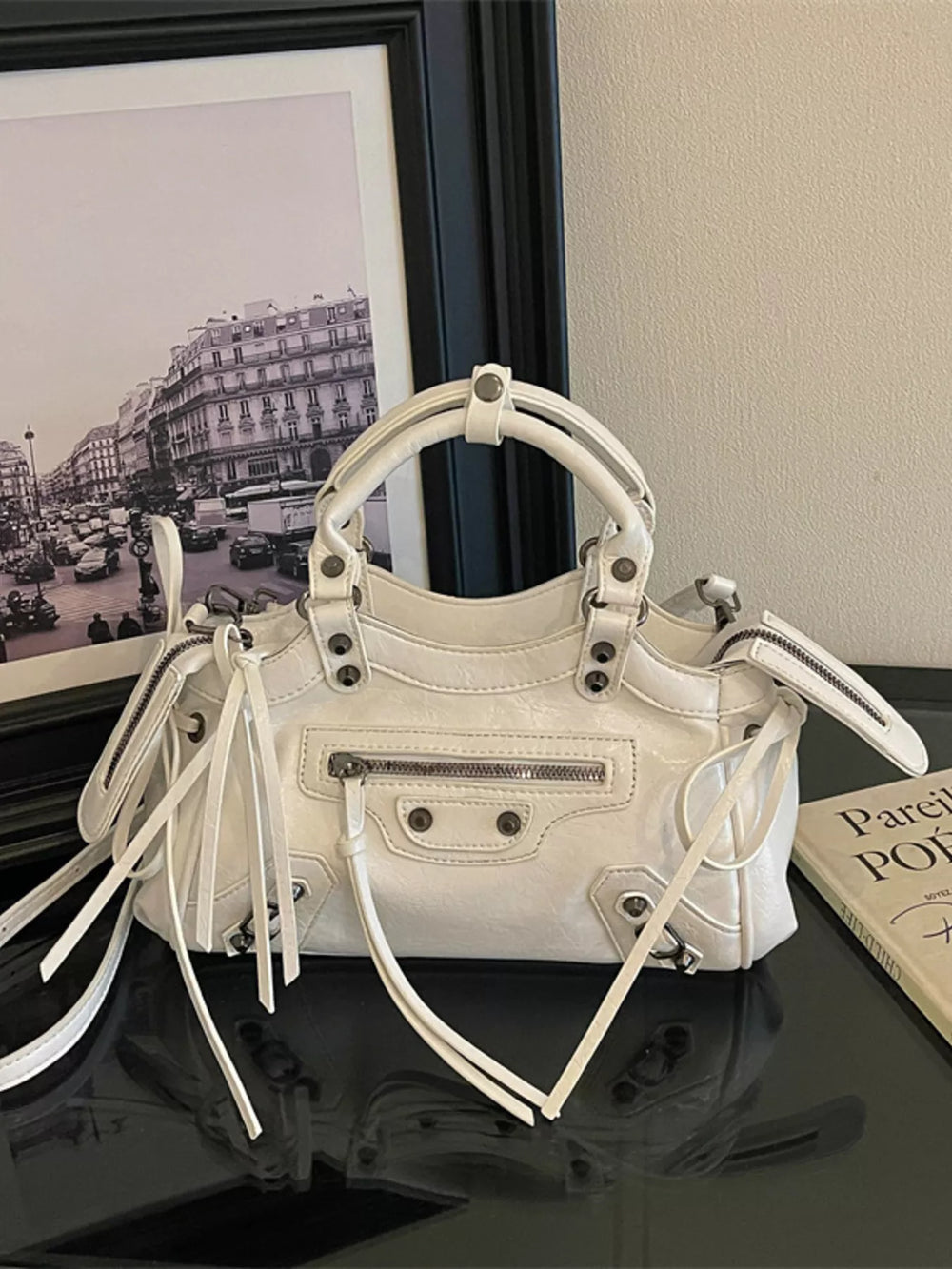 Tassel Faux Leather Handbag