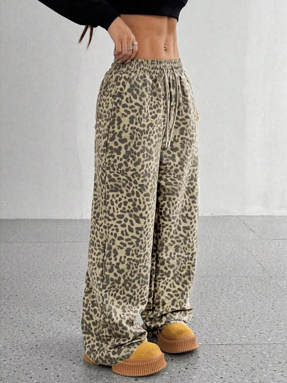 Leopard Print Wide Leg Pants