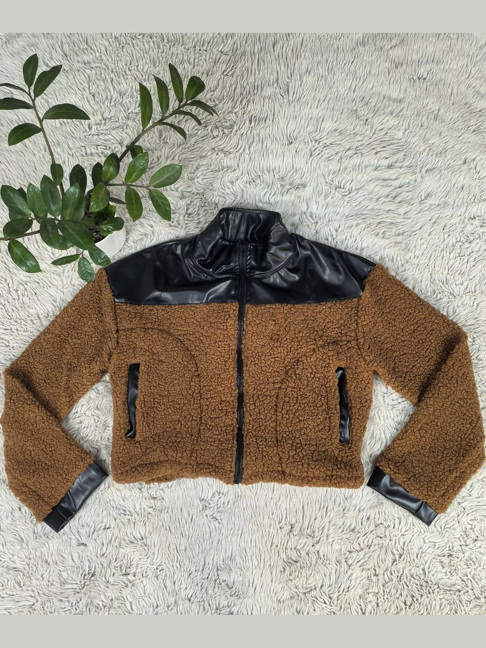 Sherpa Contrast Zip-Up Jacket