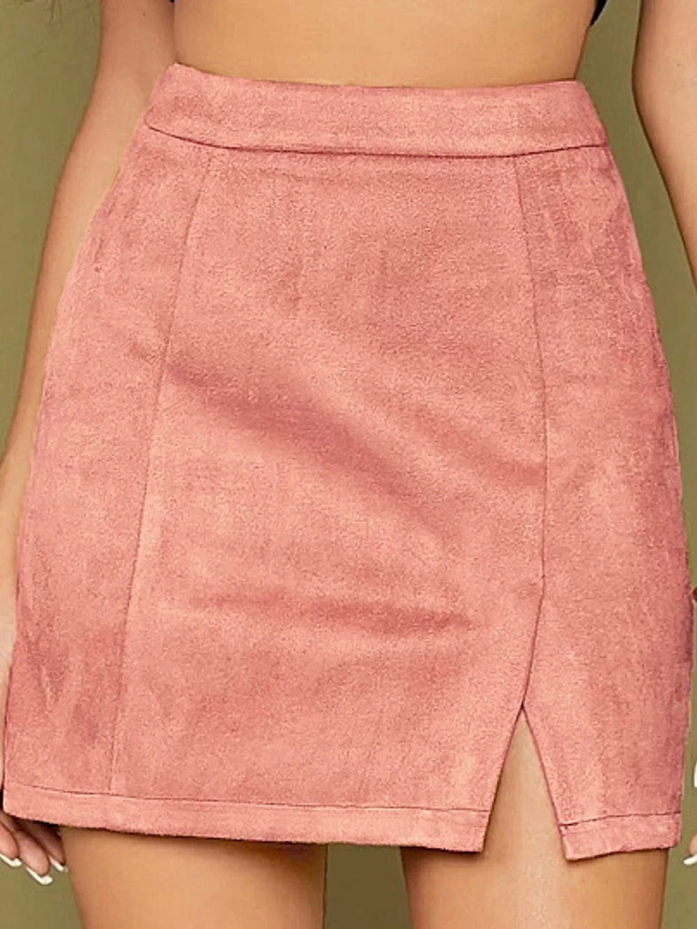 High-Waisted Slit Mini Skirt