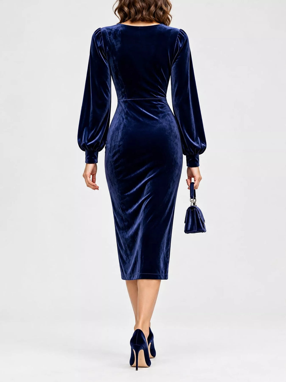 Full Size Velvet Long-Sleeve Wrap Dress Plus Size